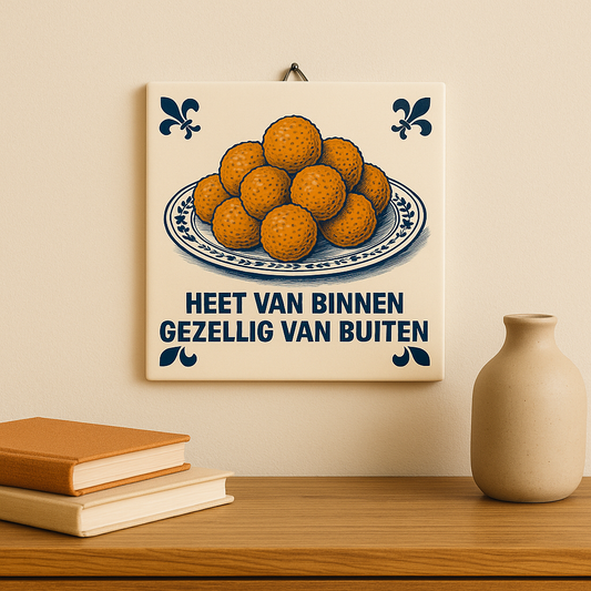 Heet Van Binnen Gezellig Van Buiten - Delfts Blauwe Tegel Met Humor