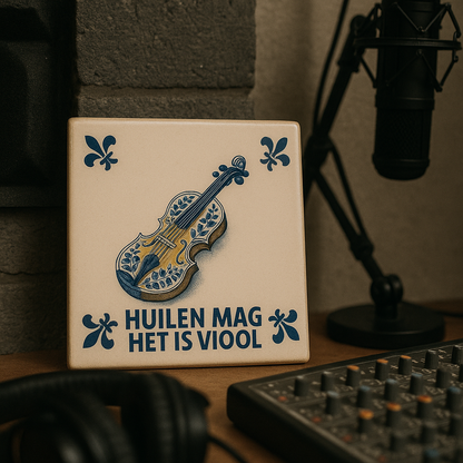 Viool - Huilen mag, het is viool - Delfts Blauwe Tegel Met Humor