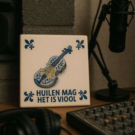 Viool - Huilen mag, het is viool - Delfts Blauwe Tegel Met Humor