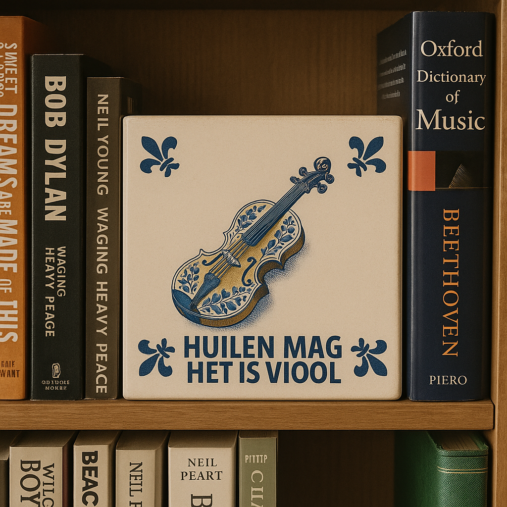 Viool - Huilen mag, het is viool - Delfts Blauwe Tegel Met Humor