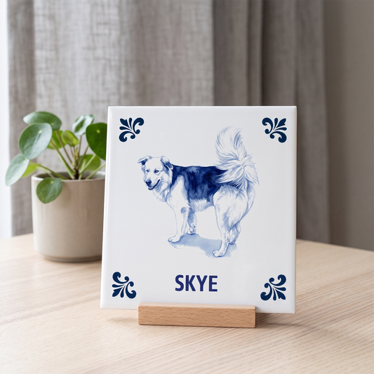 Delfts blauwe tegel Skye op standaard