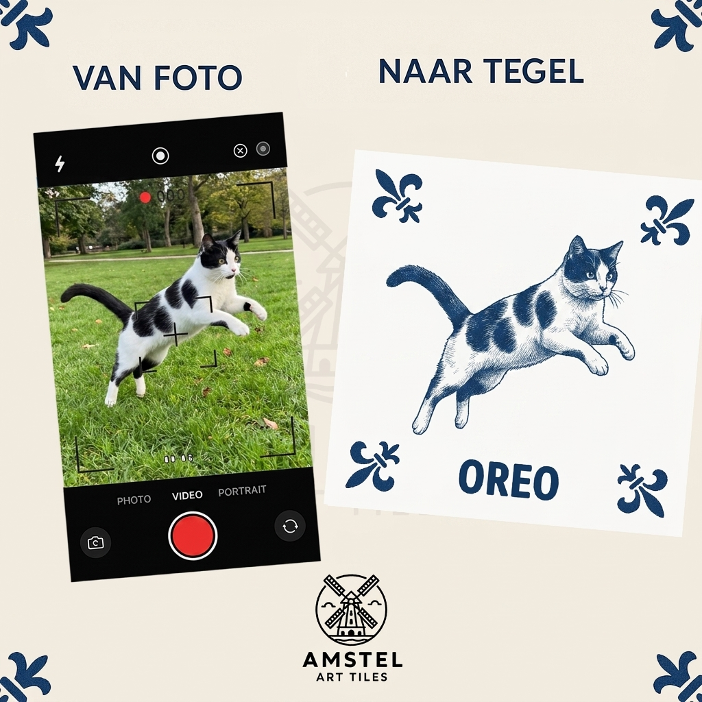 Van foto naar tegel - kat Oreo