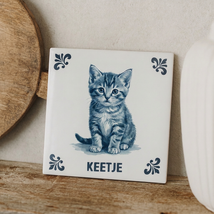 Delfts blauwe kattentegel Keetje