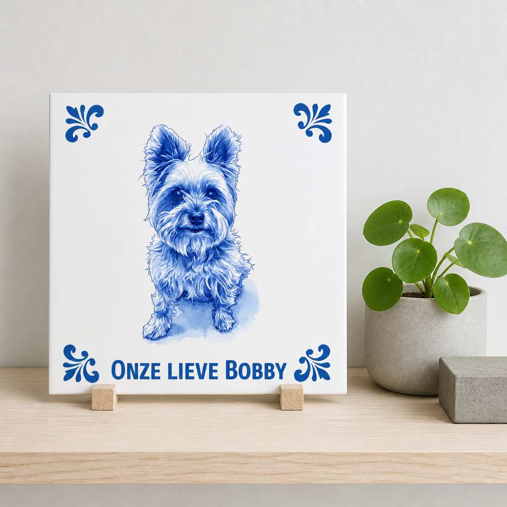 Delfts blauwe tegel met Bobby
