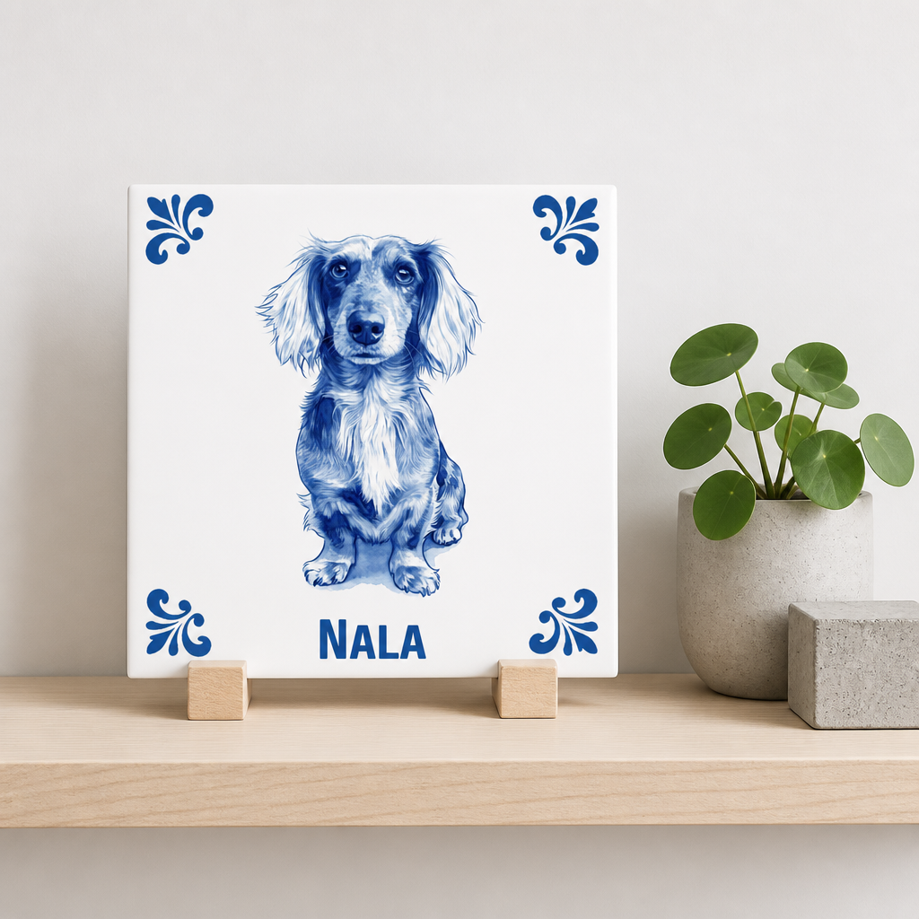 Delfts blauwe tegel met Nala