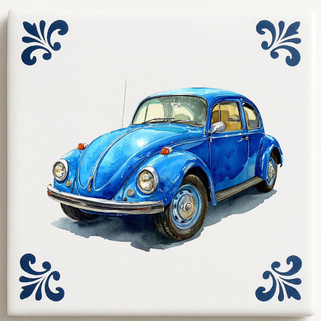 Volkswagen Beetle in Delft Blue